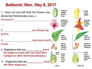 Bellwork Mon May 8 2017 1 How can