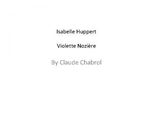 Isabelle Huppert Violette Nozire By Claude Chabrol Plot