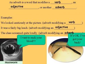 verb An adverb is a word that modifies