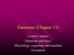 Emotions Chapter 11 Lecture Outline Emotions and faces