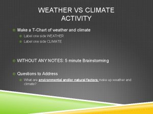 WEATHER VS CLIMATE ACTIVITY Make a TChart of