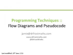 Programming Techniques Flow Diagrams and Pseudocode jamiedrfrostmaths com