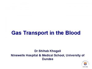 Gas Transport in the Blood Dr Shihab Khogali