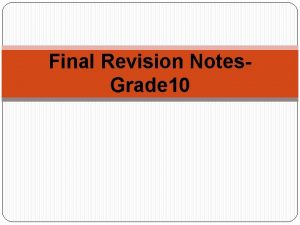 Final Revision Notes Grade 10 Mobile Telephones o
