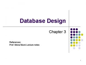 Database Design Chapter 3 References Prof Mona Mursi