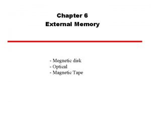 Chapter 6 External Memory Megnetic disk Optical Magnetic