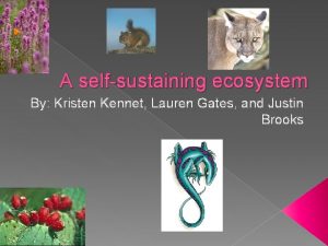 A selfsustaining ecosystem By Kristen Kennet Lauren Gates