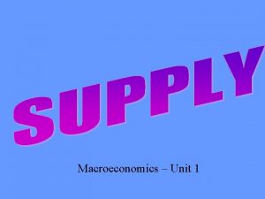 Macroeconomics Unit 1 Law of Supply Quantity supplied