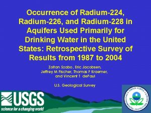 Occurrence of Radium224 Radium226 and Radium228 in Aquifers