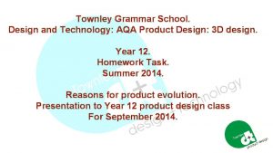 Townley Grammar School Design and Technology AQA Product