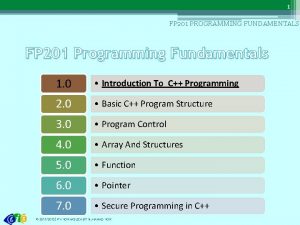 1 FP 201 PROGRAMMING FUNDAMENTALS FP 201 Programming 1 FP 201 PROGRAMMING FUNDAMENTALS FP 201 Programming
