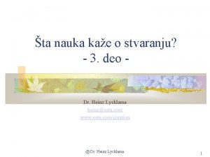 ta nauka kae o stvaranju 3 deo Dr