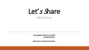 Lets Share QA Website Presented by Bassam A