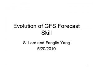 Evolution of GFS Forecast Skill S Lord and