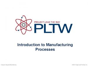 Introduction to Manufacturing Processes Computer Integrated Manufacturing 2013 Introduction to Manufacturing Processes Computer Integrated Manufacturing 2013