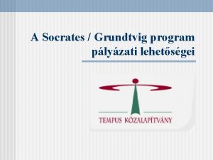 A Socrates Grundtvig program plyzati lehetsgei TEMPUS KZALAPTVNY