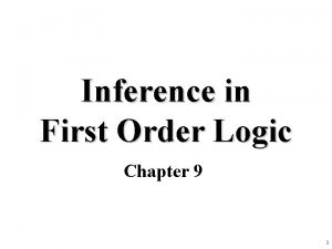 Inference in First Order Logic Chapter 9 1