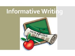 Informative Writing Intro to Informative Writing Written in