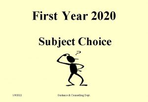 First Year 2020 Subject Choice 192022 Guidance Counselling