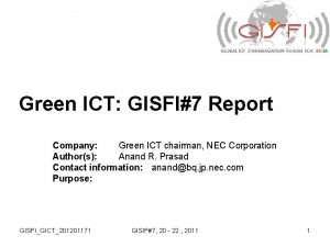 Green ICT GISFI7 Report Company Green ICT chairman