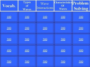 Vocab Types of Waves 100 100 100 200