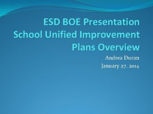 ESD BOE Presentation School Unified Improvement Plans Overview