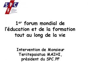 1 er forum mondial de lducation et de