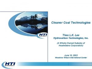 Cleaner Coal Technologies Theo L K Lee Hydrocarbon