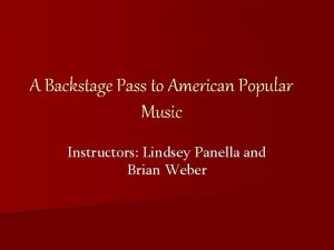 A Backstage Pass to American Popular Music Instructors