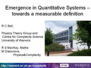 Emergence in Quantitative Systems towards a measurable definition