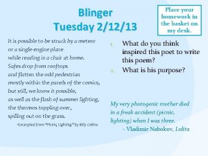 Blinger Tuesday 21213 It is possible to be