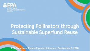 Protecting Pollinators through Sustainable Superfund Reuse EPA Superfund