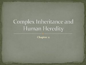 Complex Inheritance and Human Heredity Chapter 11 Basic