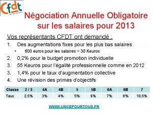Ngociation Annuelle Obligatoire sur les salaires pour 2013