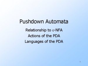 Pushdown Automata Relationship to eNFA Actions of the