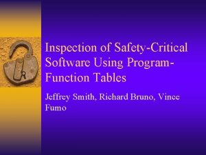 Inspection of SafetyCritical Software Using Program Function Tables