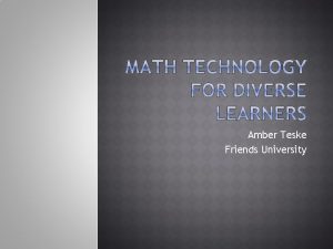 Amber Teske Friends University The Geometers Sketchpad Algebra