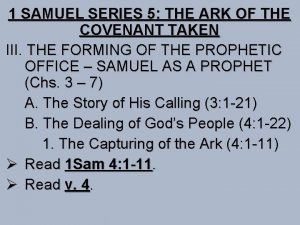 1 SAMUEL SERIES 5 THE ARK OF THE