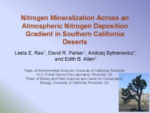 Nitrogen Mineralization Across an Atmospheric Nitrogen Deposition Gradient