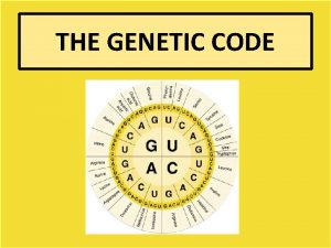 THE GENETIC CODE This process is called TRANSCRIPTION