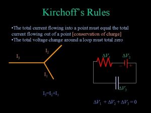 Kirchoffs Rules The total current flowing into a