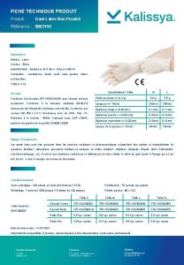 FICHE TECHNIQUE PRODUIT Produit Gant Latex Non Poudr