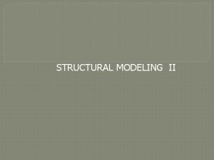 STRUCTURAL MODELING II Component Instantiation Structural descriptions consists