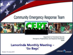 Lamorinda Monthly Meeting Go Bags Released 10 January