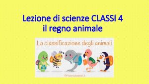 Lezione di scienze CLASSI 4 il regno animale