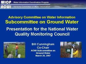 Advisory Committee on Water Information Subcommittee on Ground