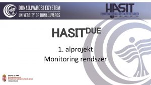 DUE HASIT 1 alprojekt Monitoring rendszer Alprojekttagok Czifra