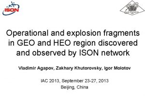 Operational and explosion fragments in GEO and HEO