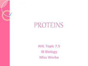 PROTEINS AHL Topic 7 5 IB Biology Miss