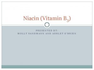 Niacin Vitamin B 3 PRESENTED BY MOLLY SANDMANN